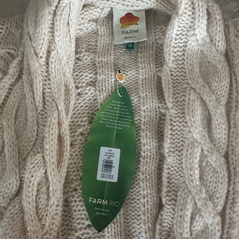 NWT FARM Rio Cream Cable Knit Sweater, shawl collar - Picture 4 of 5